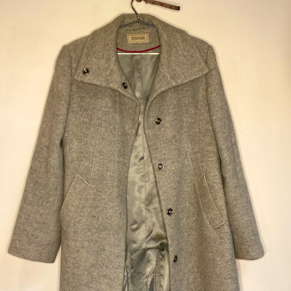 RW & Co grey wool coat, pea coat,